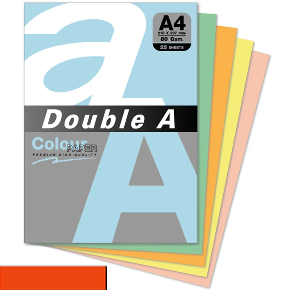 Double A Renkli Kağıt 25 Lİ A4 80 GR Safran
