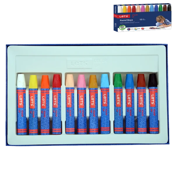 Lets Pastel Boya Karton Kutu Köşeli 12 Renk L-6120