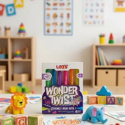 Lets 6 Renk Wonder Twist Neon Çevirmeli Mum Boya Y