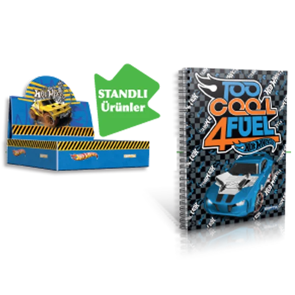 Gıpta Not Defteri Spiralli Karton Kapak ( 36 Lı Stand ) A6 Hot Wheels 5395