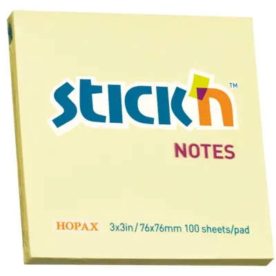 Hopax Stıckn Yapışkanlı Not Kağıdı 100 YP 76x76 Sarı HE21007
