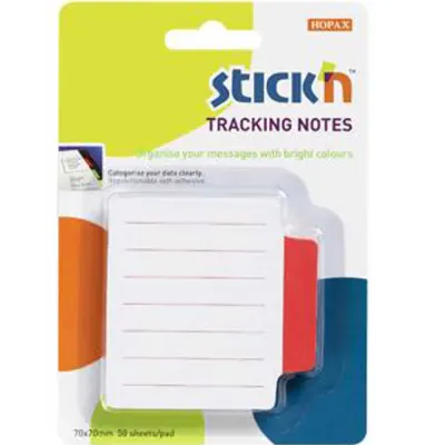 Hopax Stıckn Yapışkanlı Not Kağıdı Çizgili 50 YP 70x70 Beyaz Kırmızı 21483