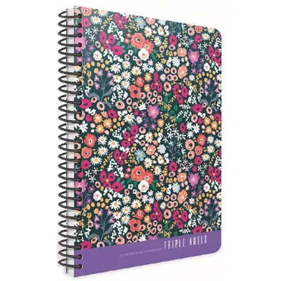 Gıpta Trıple Notes Spiralli Sert Kapak Defter 17x24 80 YP Kareli