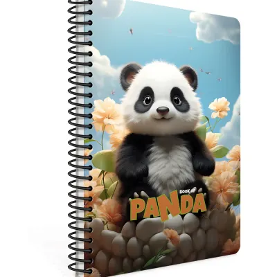 Gıpta Spiralli Karton Kapak Defter Panda A4 80 YP Kareli