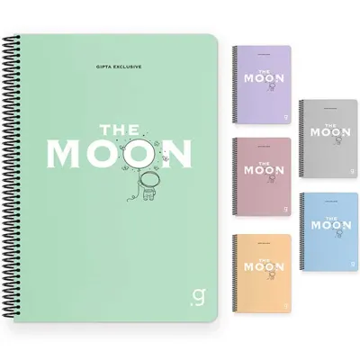 Gıpta Moon Spiralli Plastik Kapak Defter A4 80 YP Kareli