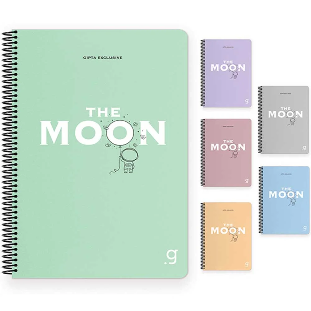 Gıpta Moon Spiralli Plastik Kapak Defter A4 80 YP Kareli