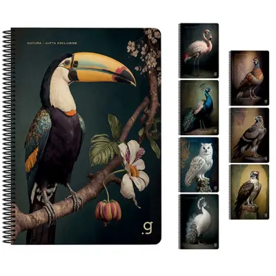 Gıpta Natura Spiralli Karton Kapak Defter A4 80 YP Kareli
