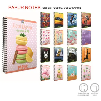 Gıpta Papur Notes Spiralli Karton Kapak Defter A4 60 YP Kareli 4959