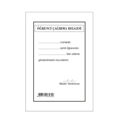Gülpaş Öğrenci Çağırma Belgesi 8x17 460