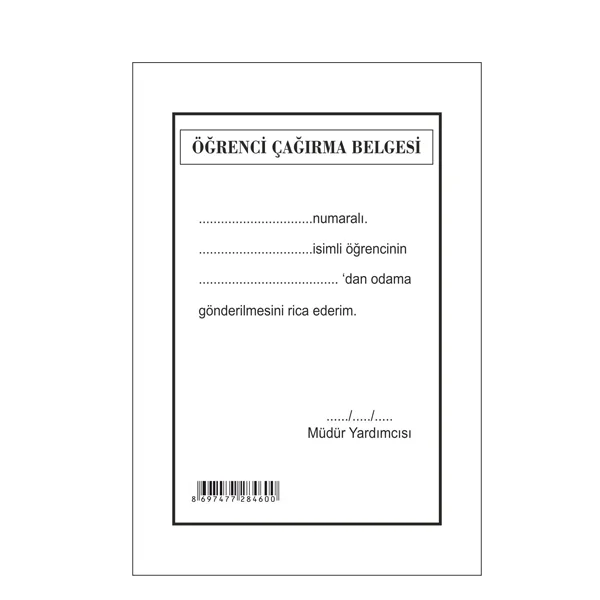 Gülpaş Öğrenci Çağırma Belgesi 8x17 460