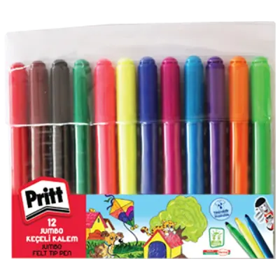Pritt Keçeli Boya Kalemi Jumbo Yuvarlak Uç 12 Renk 1687975