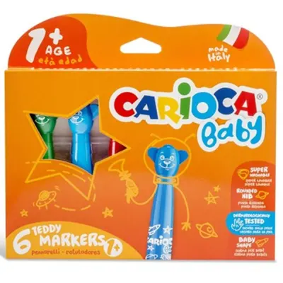Carioca Keçeli Boya Kalemi Teddy Jumbo Bebek 6 LI 42815