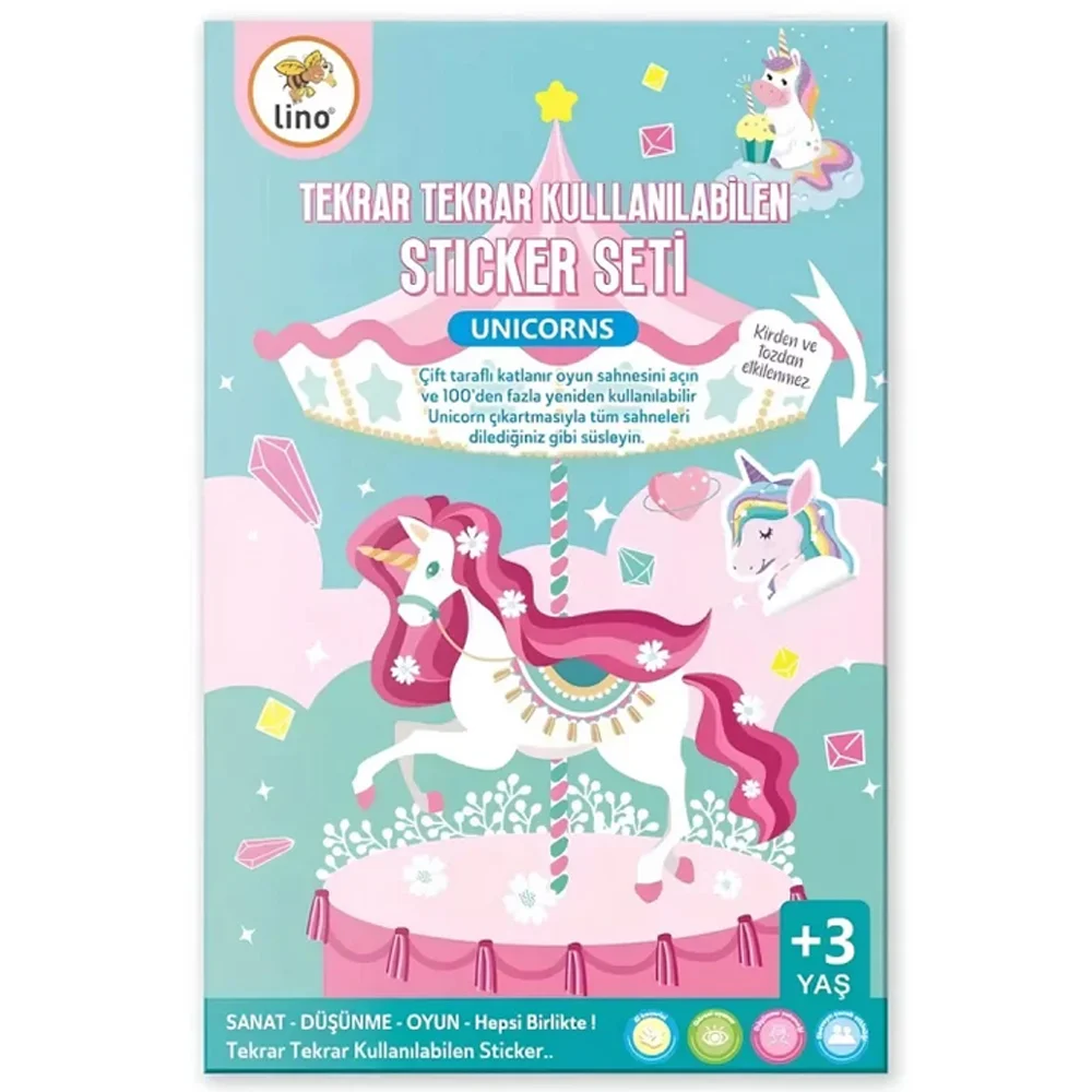 Lino Tekrar Tekrar Kullanılabilen Sticker Seti Unıcorns LS-402