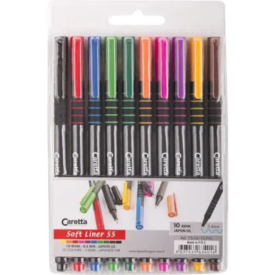 Caretta Softliner Keçeli Kalem 0.4 MM Karışık Renk 10 LU CS-55