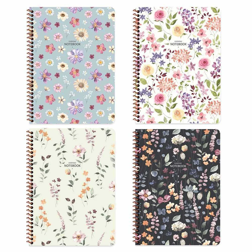 Keskin Color Defter Karton Kapak Spiralli Çiçek 16,5x22,5 80 YP Çiz.