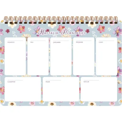 Keskin Color Spiralli Planner Lila Çiçek 17x24