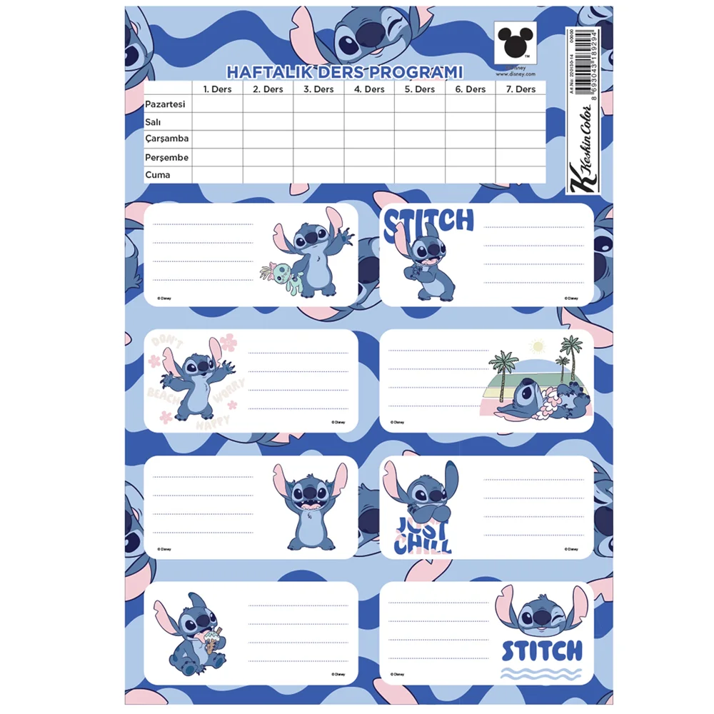 Lilo&amp;stitch Ders Programlı 3lü Etiket