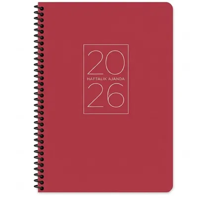 Keskin 2026-20*28 Spiralli Haftalık Ajanda-kırmızı