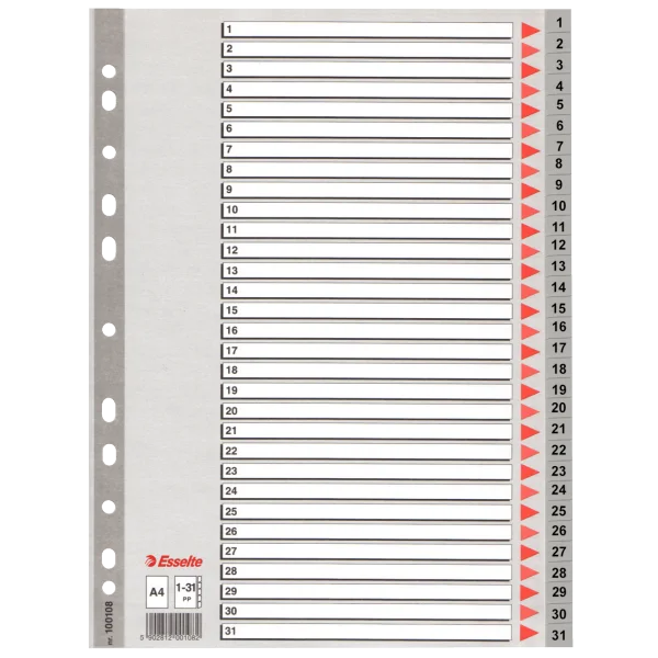 Esselte Seperatör 1-31 Rakamlı Plastik A4 100108