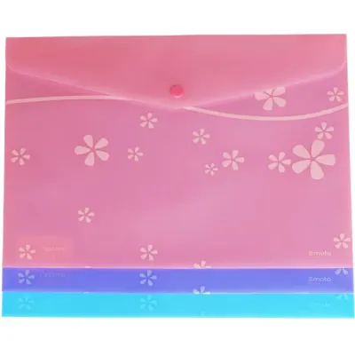 Smato Çıtçıtlı Evrak Zarfı Mat Çiçek Desenli Mavi W7542