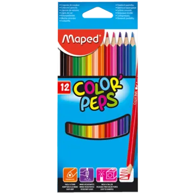 Maped Kuru Boya Karton Kutu Tam Boy Üçgen 12 Renk 183212