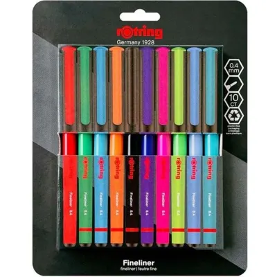 Rotring Liner Keçe Uçlu Kalem 10 Lu Bls Karışık