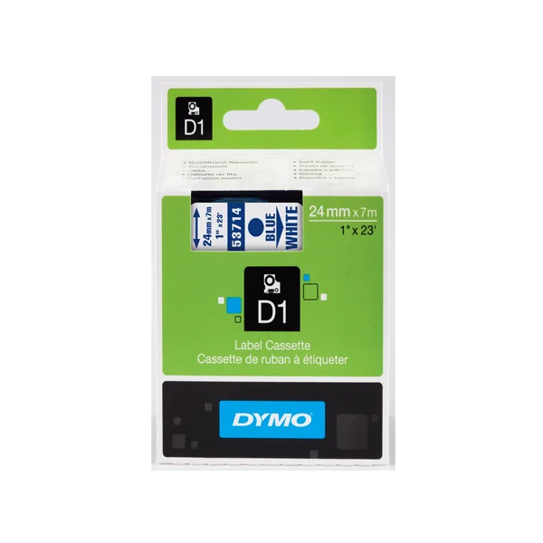 Dymo D1 Şerit Standart 24 MMx7 MT Beyaz Üzerine Mavi 53714