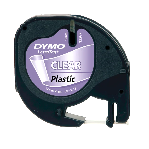 Dymo Letratag Şerit Plastik 12 MMx4 MT Şeffaf Üzerine Siyah 12267