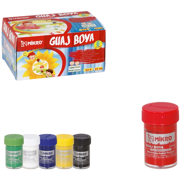 Mikro Guaj Boya Şişe 6 Renk 15 ML GJ-06
