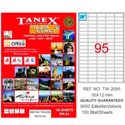 Tanex Laser Etiket 100 YP 30x12 Laser-Copy-Inkjet TW-2095