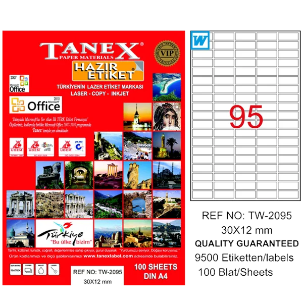Tanex Laser Etiket 100 YP 30x12 Laser-Copy-Inkjet TW-2095