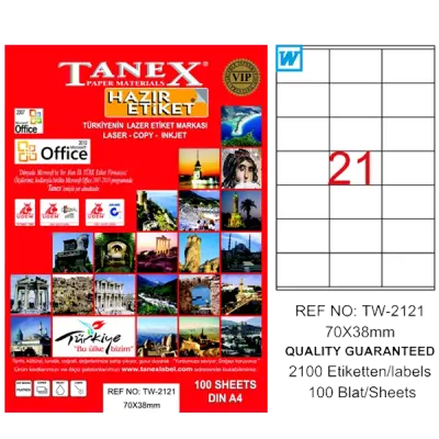Tanex Laser Etiket 100 YP 70x38 Laser-Copy-Inkjet TW-2121