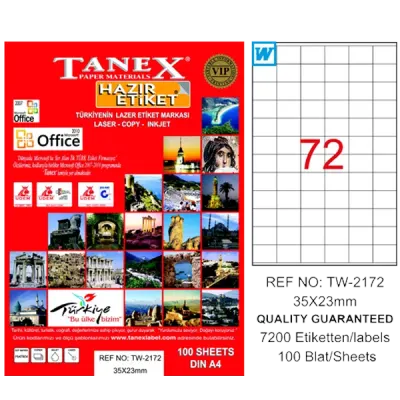 Tanex Laser Etiket 100 YP 35x23 Laser-Copy-Inkjet TW-2172