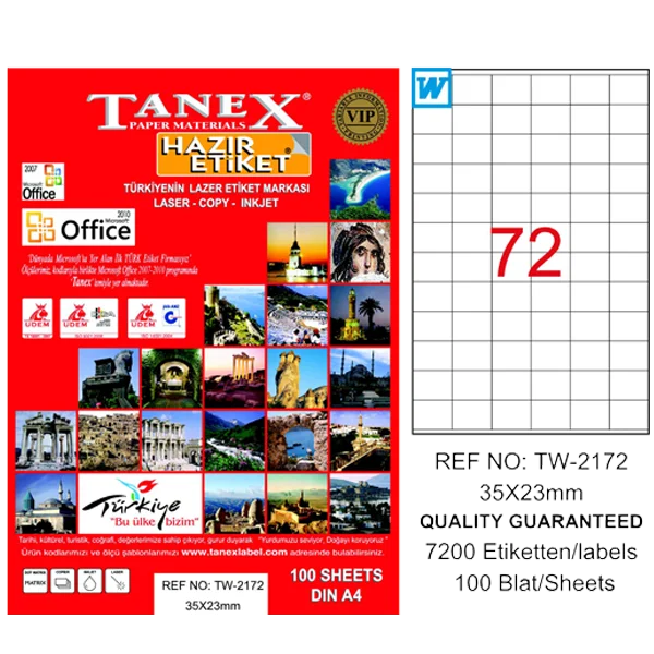 Tanex Laser Etiket 100 YP 35x23 Laser-Copy-Inkjet TW-2172