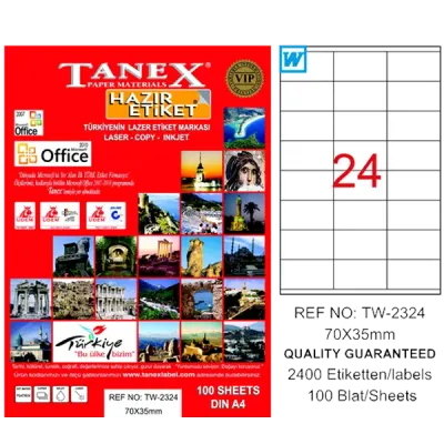 Tanex Laser Etiket 100 YP 70x35 Laser-Copy-Inkjet TW-2324