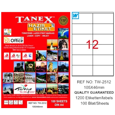 Tanex Laser Etiket 100 YP 105x46 Laser-Copy-Inkjet TW-2512