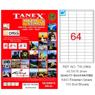 Tanex Laser Etiket 100 YP 48.5x16.9 Laser-Copy-Inkjet TW-2564