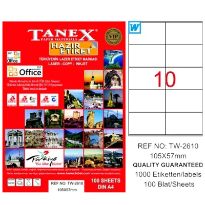 Tanex Laser Etiket 100 YP 105x57 Laser-Copy-Inkjet TW-2610