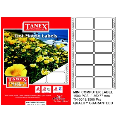 Tanex Sürekli Form Etiket 1500 LÜ 35x77 TN 0018