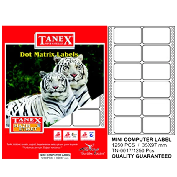 Tanex Sürekli Form Etiket 1250 Lİ 35x97 TN 0017