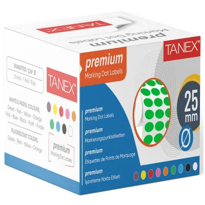 Tanex Nokta Etiketi 25 MM Yeşil 2500 Li Tekli Kutu