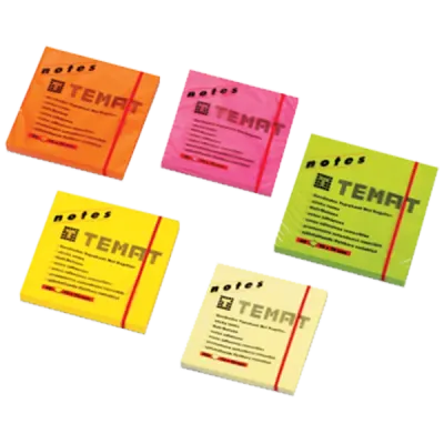 Temat Yapışkanlı Not Kağıdı 75x75 MM Fosforlu Pembe 10612