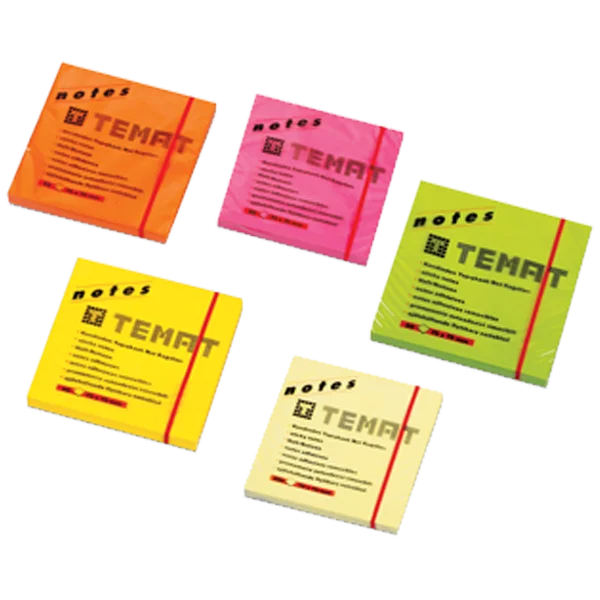 Temat Yapışkanlı Not Kağıdı 75x75 MM Fosforlu Pembe 10612