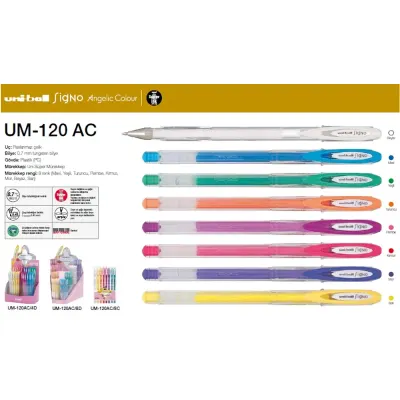 Uni-Ball Roller Kalem Signo Angelic Colour Jel Bilye Uç 48 Lİ 0.7 MM UM-120AC/4D Set