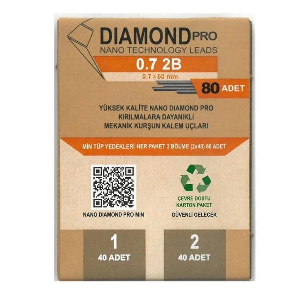 Uni-Ball Versatil Kalem Yedeği Nano Dıomand Pro 2B 0.7  MM 80 Li Ndp-07-80 2B