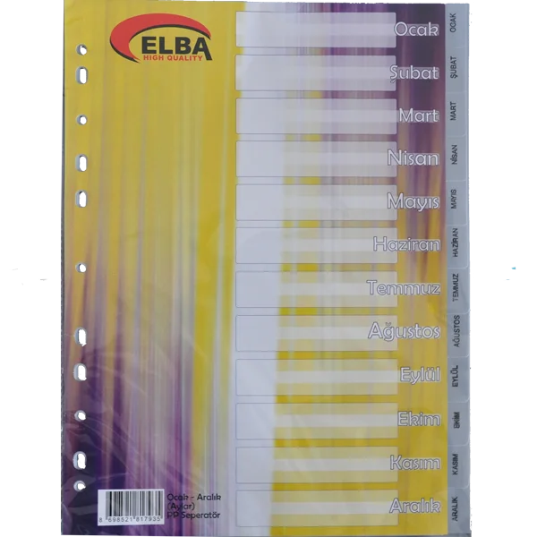 Bafix Seperatör Aylar Plastik A4