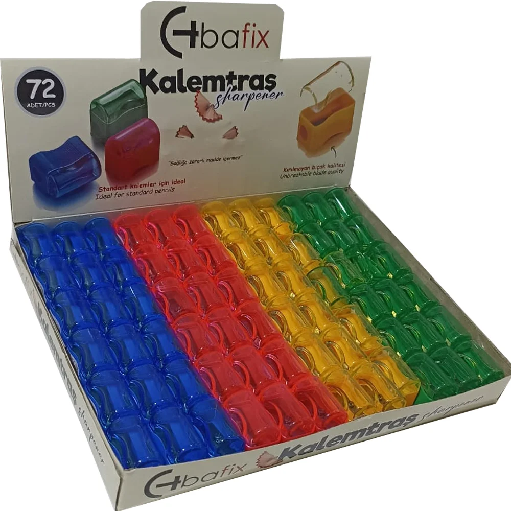Bafix Kalemtıraş Plastik Tek Bölmeli Kapaklı Ts801