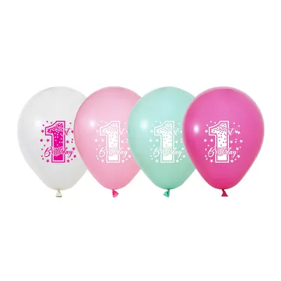 Balonevi Balon 1+1 Pink Stars Baskılı 12" Pastel 100 Lü