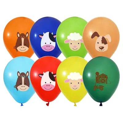 Balonevi Balon 4+1 Çiftlik Hayvanları 12" Pastel 8 Li