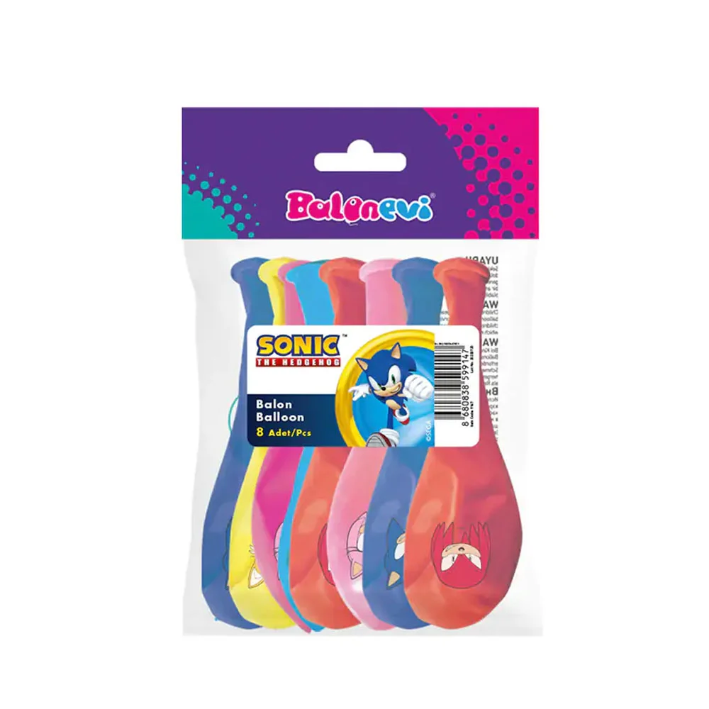 Balonevi Balon 4+1 Sonıc Baskılı 12" 8 Li